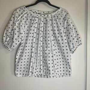 LOFT White and Black Checkered Blouse